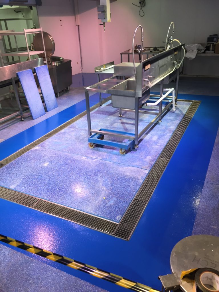 Repair to a quartz floor due to new drain at fishmongers, Oxford