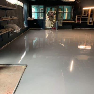 Antimicrobial resin floors repairs at London veterinary practice, Azzotech