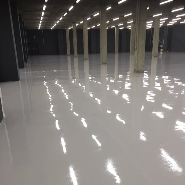 Resin flooring in luxury car storage facility North London