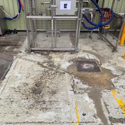 brewery bottling plant resin floor repair before