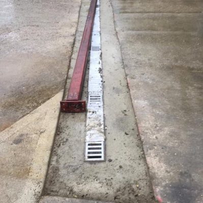 Resin Screed Loading Bay outside drain installation with polyurethane screed, Bury St Edmunds