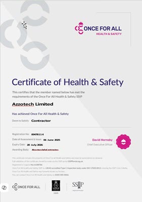 2025 Azzotech Once for All Health & Safety Certificate
