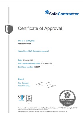 2025 Azzotech Safe Contractor Approved