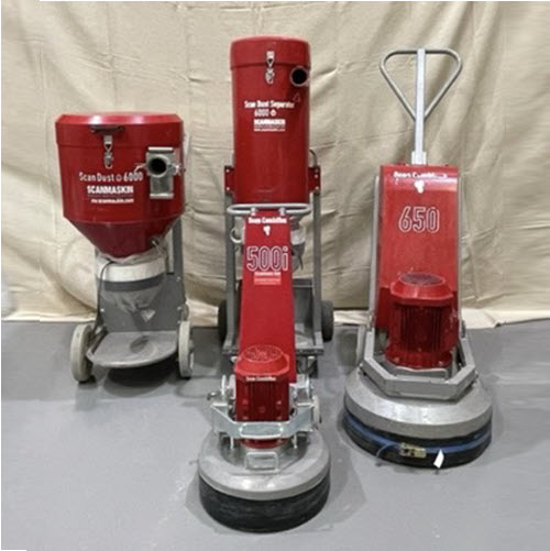 Dust control floor preparation equipment