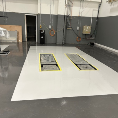 Epoxy Floor Coating with Safety Demarcation at Vehicle Workshop