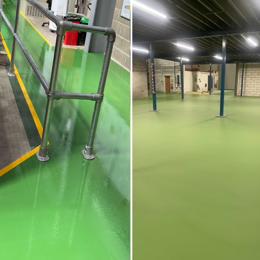 Resin flooring systems for warehouse and food production environments
