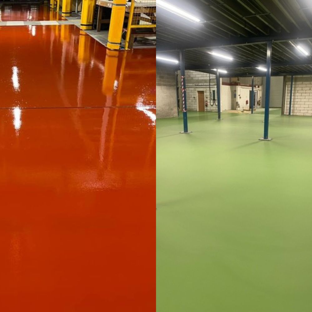 Resin flooring systems for warehouse and food production environments